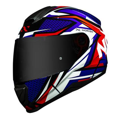 Capacete Norisk Razor Sharp Azul e Vermelho Brilhante Moto - Capacete ...