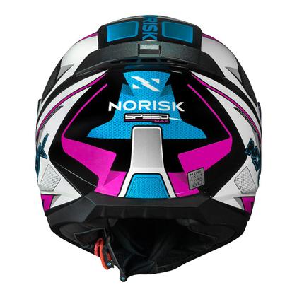 Imagem de Capacete Norisk Razor Speed Max Branco Rosa e Azul Mais Viseira Camaleão