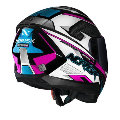 Imagem de Capacete Norisk Razor Speed Max Branco Rosa e Azul Mais Viseira Fumê