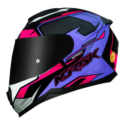 Imagem de Capacete Norisk Razor Speed Max Roxo e Rosa Mais Viseira Fumê