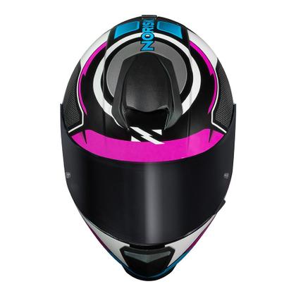 Imagem de Capacete norisk razor speedmax preto branco rosa brilhante