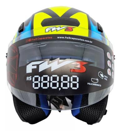 Imagem de Capacete Para Moto Aberto X Open Up Fox Fw3 Óculos Interno