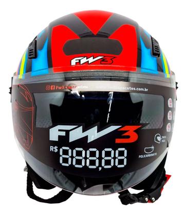 Imagem de Capacete Para Moto Aberto X Open Up Fox Fw3 Óculos Interno