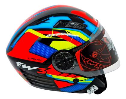 Imagem de Capacete Para Moto Aberto X Open Up Fox Fw3 Óculos Interno