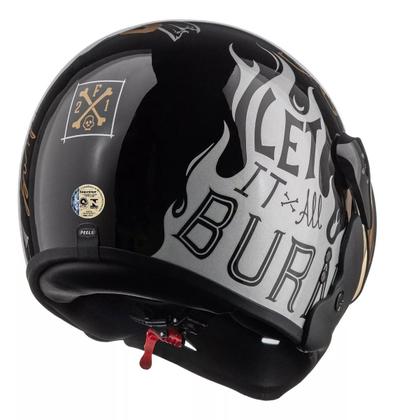 Imagem de Capacete Peels F21 Burn Preto Brilho Aberto Queixeira Moto
