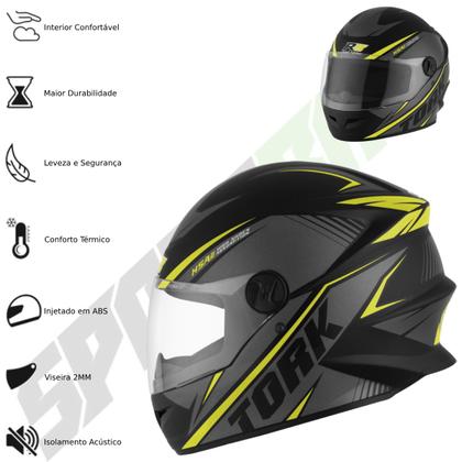 Imagem de Capacete R8 Pro Tork Moto Fechado Feminino Masculino Adulto Viseira Segurança Proteção