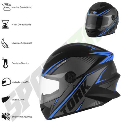 Imagem de Capacete R8 Pro Tork Moto Fechado Feminino Masculino Adulto Viseira Segurança Proteção