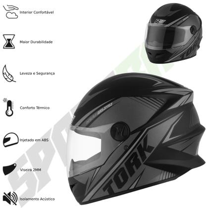 Imagem de Capacete R8 Pro Tork Moto Fechado Feminino Masculino Adulto Viseira Segurança Proteção