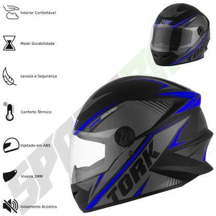 Imagem de Capacete R8 Pro Tork Moto Fechado Feminino Masculino Adulto Viseira Segurança Proteção