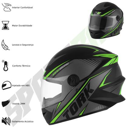 Imagem de Capacete R8 Pro Tork Moto Fechado Feminino Masculino Adulto Viseira Segurança Proteção