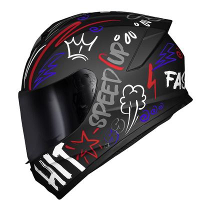 Imagem de Capacete Race Tech Hit Faster Preto e Vermelho Fosco Mais Viseira Azul