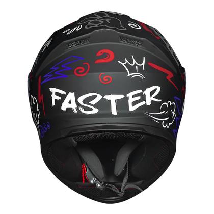 Imagem de Capacete Race Tech Hit Faster Preto e Vermelho Fosco Mais Viseira Azul