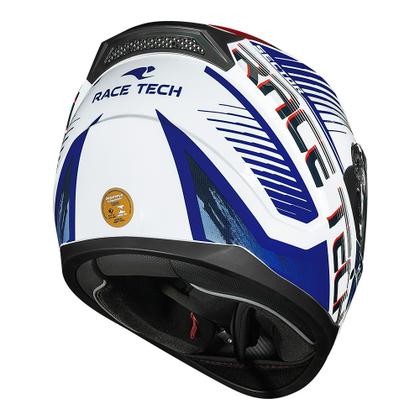 Imagem de Capacete Race Tech Sector Slash Branco e Azul Mais Viseira Fumê