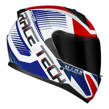 Imagem de Capacete Race Tech Sector Slash Branco e Azul Mais Viseira Fumê