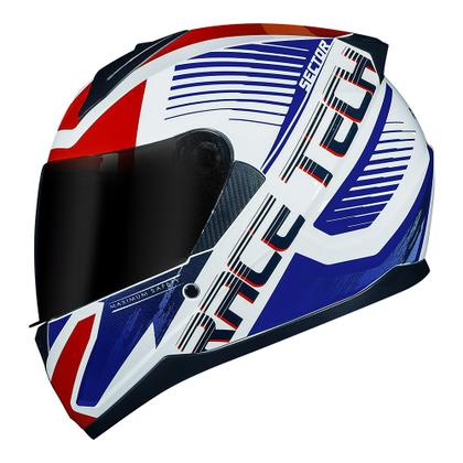 Imagem de Capacete Race Tech Sector Slash Branco e Azul Mais Viseira Fumê