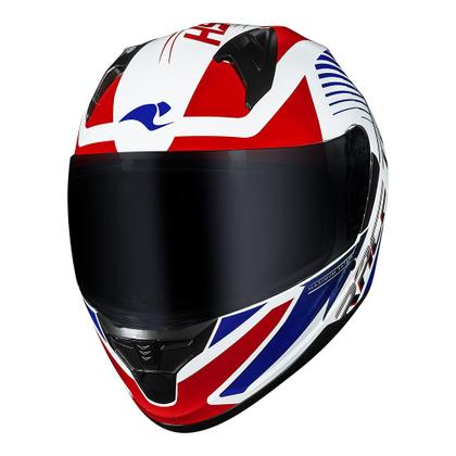 Imagem de Capacete Race Tech Sector Slash Branco e Azul Mais Viseira Fumê