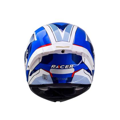 Imagem de Capacete Racer1 Rc1 Octane Branco Azul Vermelho Mais Viseira Rc1 Fume