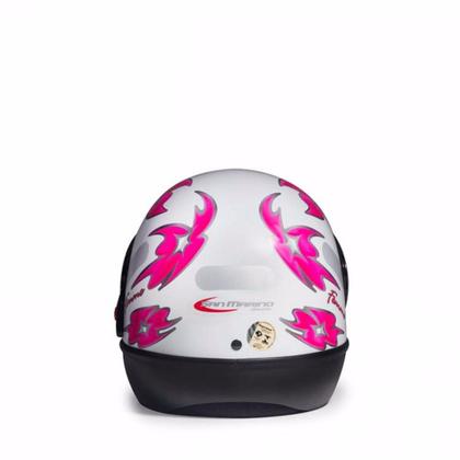 Imagem de Capacete San Marino Feminino Branco e Rosa Tamanho:58