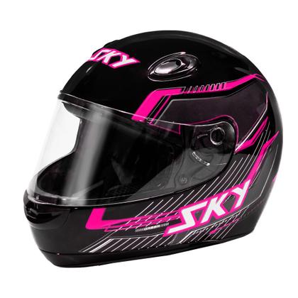 Imagem de Capacete Sky Gamma Preto Brilho Transf Rosa 58