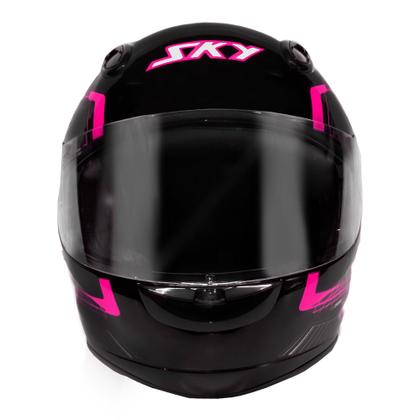 Imagem de Capacete Sky Gamma Preto Brilho Transf Rosa 58