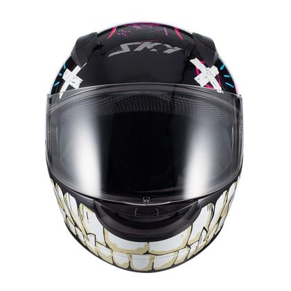 Imagem de Capacete Sky Two Chaos Preto Brilho Transf Rosa 56