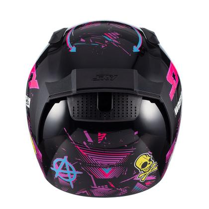 Imagem de Capacete Sky Two Chaos Preto Brilho Transf Rosa 56