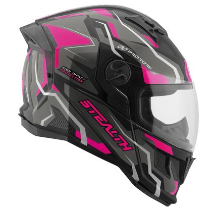 Imagem de Capacete Stealth Hawk Moto Fechado Feminino Masculino Pro Tork Proteção Segurança