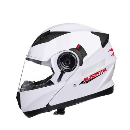 Imagem de Capacete Texx Branco Escamoteável Robocop Articulado Gladiator Viseira Solar Interna