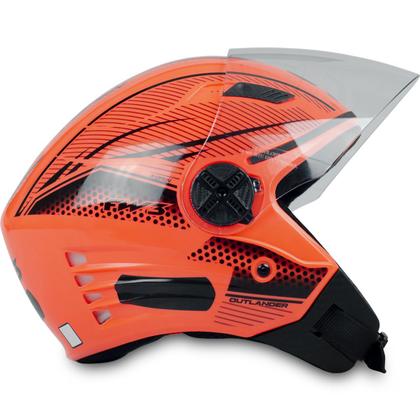 Capacete X Open Laranja Neon Fw3 Tam 60 Com Viseira Dourada
