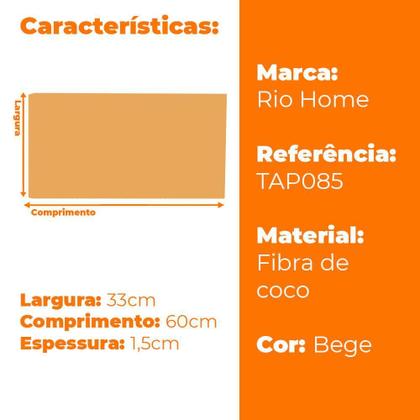 Imagem de Capacho de Porta Fibra de Coco 33x60cm - Rio Home