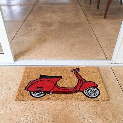 Imagem de Capacho Uzoo Fibra de Coco Rt 60x33cm Vespa Vermelha
