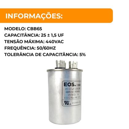 Imagem de Capacitor 25 + 1,5 uF 440v