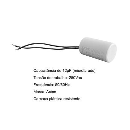 Imagem de Capacitor de Partida 12uf X 250vac 50/60 Hz para Condicionadores de Ar - Acton