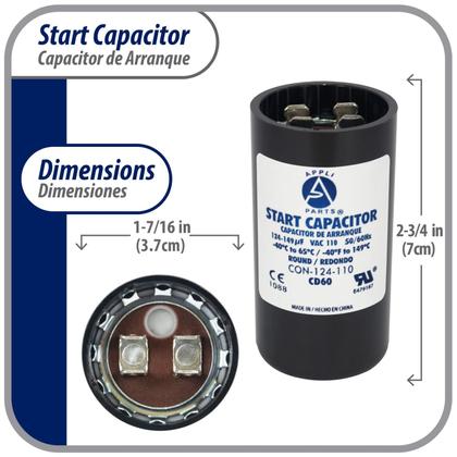 Imagem de Capacitor de partida do motor AP Appli Parts 124-149uF 110-125VAC