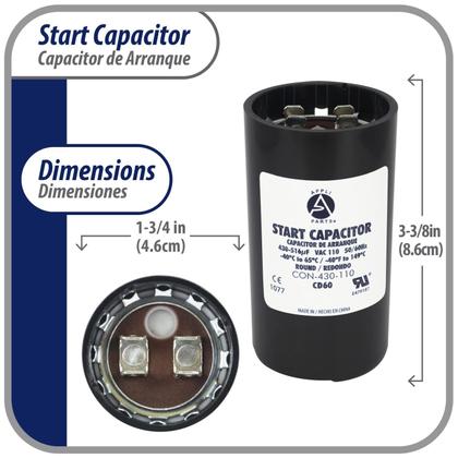 Imagem de Capacitor de partida do motor AP Appli Parts 430-516uF 110-125V