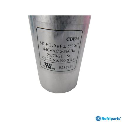 Imagem de Capacitor Duplo 30+1,5mf 440v
