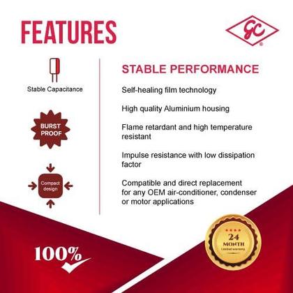Imagem de Capacitor Globe Capacitores CBB65 Motor Run 55+5uF 370V/440V