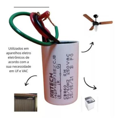 Imagem de Capacitor Para Ventilador De Teto 3 Fios 4uf + 8uf X 250v
