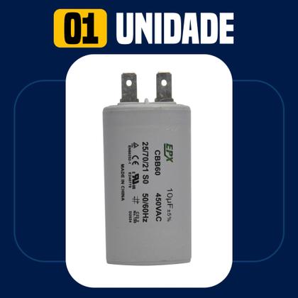 Imagem de Capacitor Permanente 10uF 440/450Vac EPX com Terminal Duplo