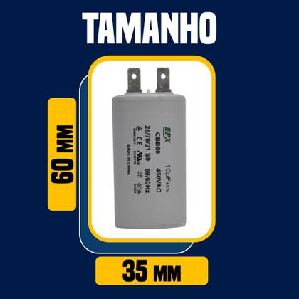 Imagem de Capacitor Permanente 10uF 440/450Vac EPX com Terminal Duplo
