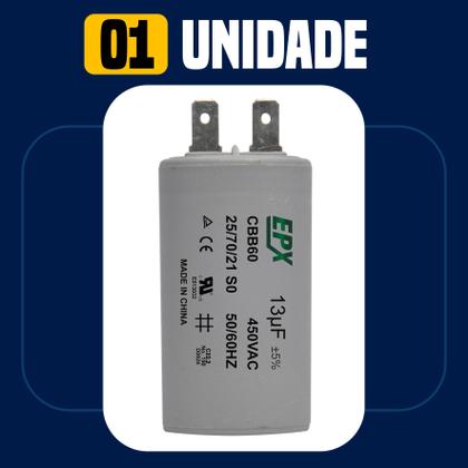 Imagem de Capacitor Permanente 13uF 440/450Vac EPX com Terminal Duplo