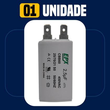 Imagem de Capacitor Permanente 2,5uF 440/450Vac EPX com Terminal Duplo