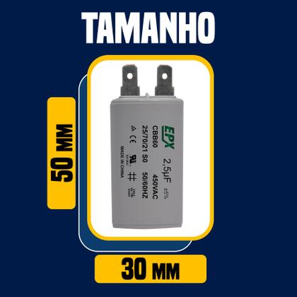 Imagem de Capacitor Permanente 2,5uF 440/450Vac EPX com Terminal Duplo