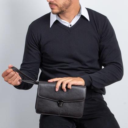 Imagem de Capanga grande de couro café Masculino