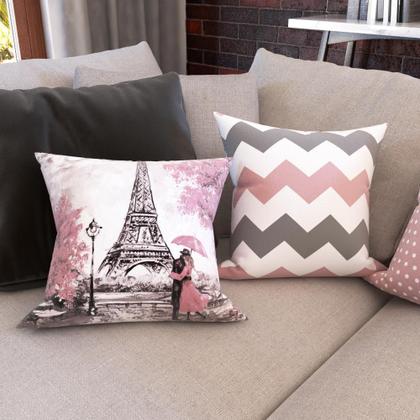 Imagem de Capas Almofadas Decorativas Rosa e Preto Paris Love 40x40