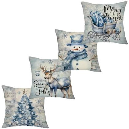 Imagem de Capas de Almofada de Natal Kit 4 Peças com Zíper  Sala Decorada