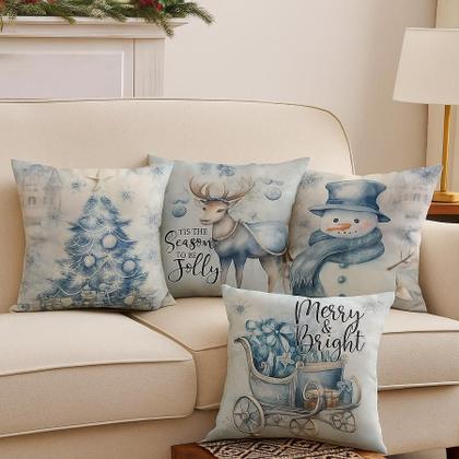 Imagem de Capas de Almofada de Natal Kit 4 Peças com Zíper  Sala Decorada