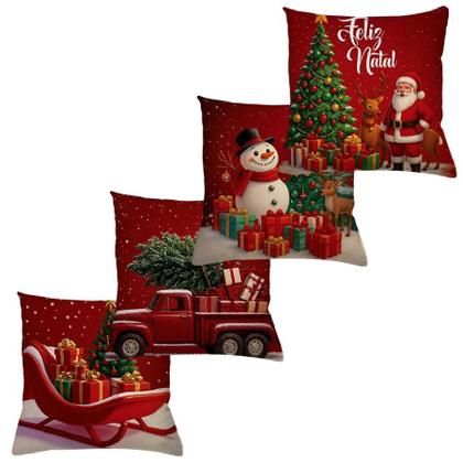 Imagem de Capas de Almofada de Natal Kit 4 Peças com Zíper  Sala Decorada