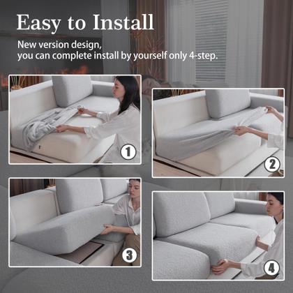 Imagem de Capas de almofada de sofá OHSIO para sofá secional cinza claro