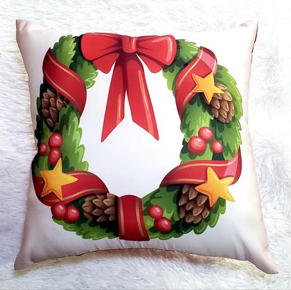 Imagem de Capas De Almofada Para Sala Quarto Kit 3 Peças Estampa  Papai Noel  Natal Natalinas Palha